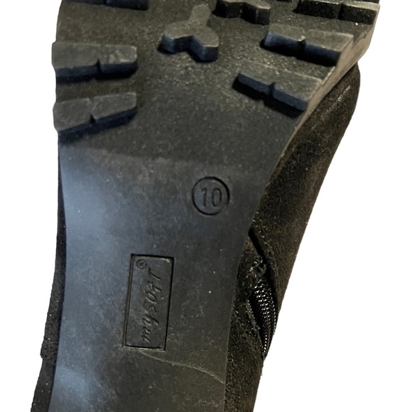 Platform Chunky 4” Block Heel Booties Lug Sole Ankle Side Zip Black Size 10 NWT - Picture 11 of 12